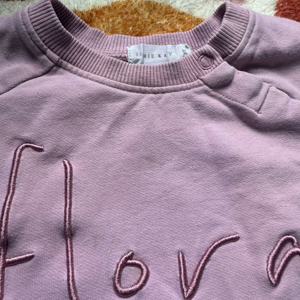 Jamie Kay Flora Embroidered Sweatshirt – Dusty Lilac Pink size 2 years 2y - Picture 3 of 5